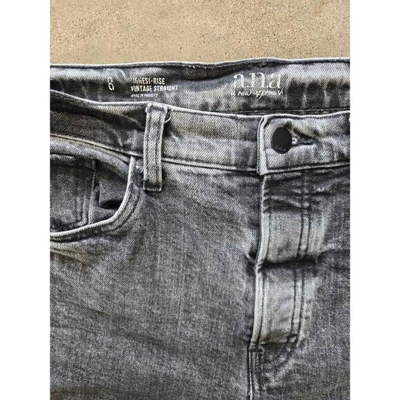 a.n.a. High-Rise Crop Straight Jeans - Acid Wash Gray - Raw Hem - Size 8 - Picture 3 of 3